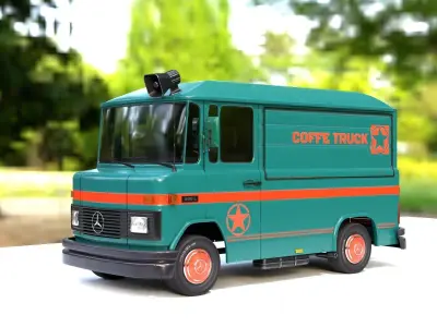 Mercedes 508 L Coffe Truck Low-poly 3D model