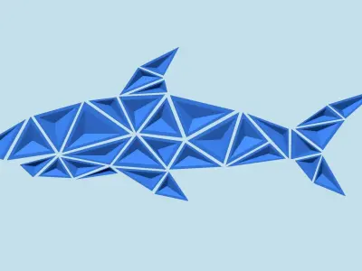 Shark Geometric Panel - Animal Minimalist Decoration 3D print model