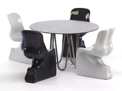 Meduse Table And Him And Her Chairs By Casamania 3D model