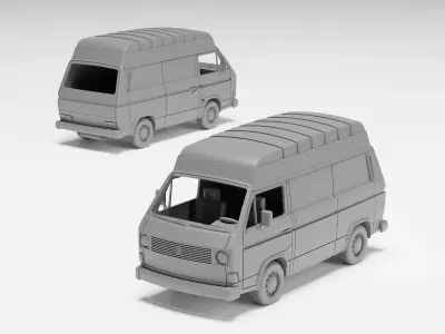 VW T3 Panel Van - H0 Scale model kit 3D print model
