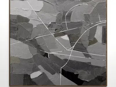 Plaster two square photo frames 07 Low-poly 3D model