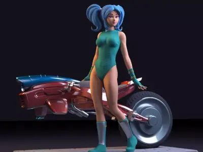 sci-fi racing girl 3D print model