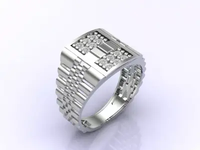 Print Ready STL 3DM  Gents Rings Diamond Men Ring  3D print model 214