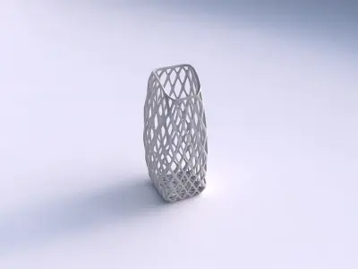 Vase arc rectangle with diagonal grid lattice 3D print model