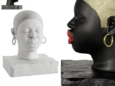 Modern Figure Head Female Black Red Lip   3D model
