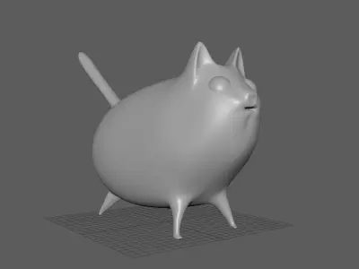 Cute Cartoon Cat Low-poly 3D model