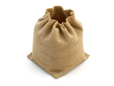 Realistic Burlap Sack Drawstring Bag Low-poly 3D model