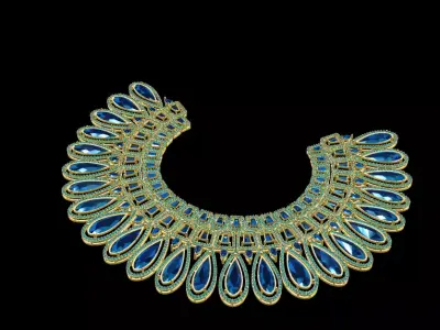 Royal Blue and Gold Enamel Statement Necklace 3D print model