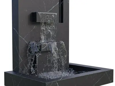 Modern Black Fountain Low-poly 3D model