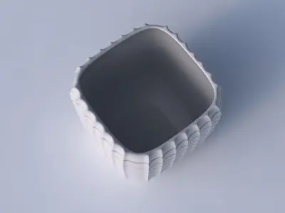 Vase quadratic stumpy with strange tiles 3D print model