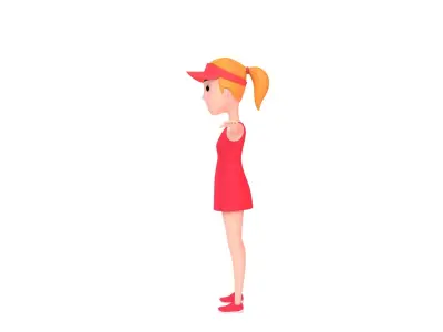 CartoonGirl018 Tennis Player 3D model
