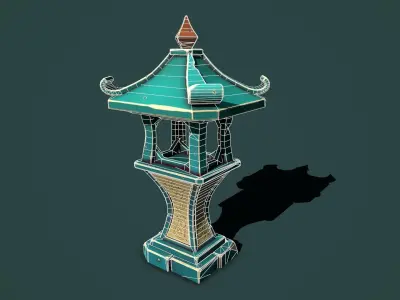 Fantasy stone sanctuary Low-poly 3D model