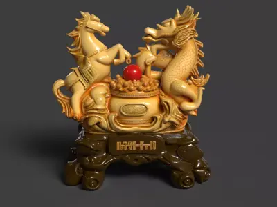 Chinese dragon  horse treaure bowl  3D model