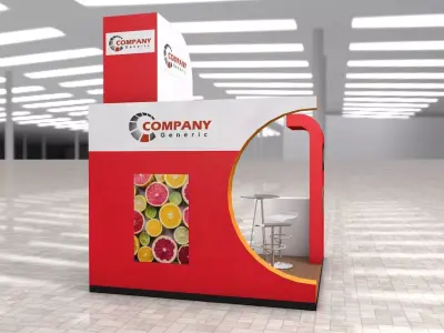 Exhibition Stand Booth stall 3x3m Height 376cm 3 Sides Open 3D model