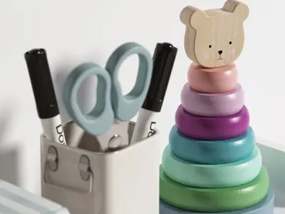 Jabadabado Teddy Wooden Toys Decoration and Storage for kids 3D model