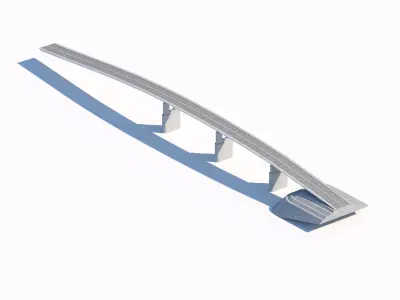 Elevated highway bridge with concrete supports 3D model