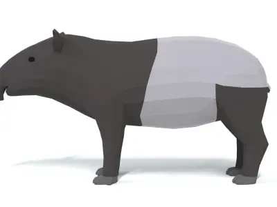 Low Poly Cartoon Tapir Low-poly 3D model