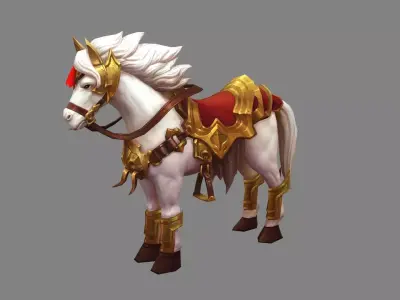 Cartoon white horse mount Low-poly 3D model purchase