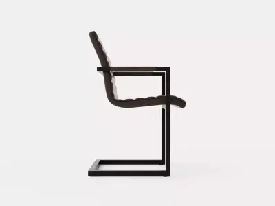 House Dining Chair Vintage Artificial Leather Dark Brown Low-poly 3D model