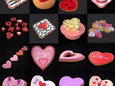 Valentine Mix Eight - Heart Treats 3D Model Collection