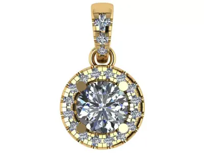 Halo pendant with round center diamond 3D print model