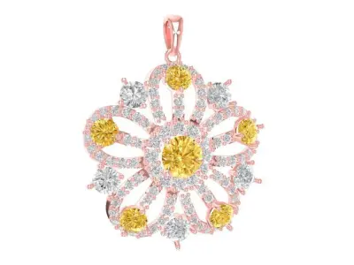 Luxury Flower Diamond Pendant Jewelry 878 3D print model