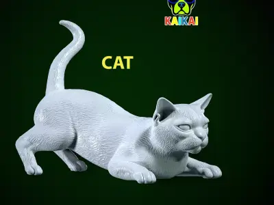 Lying cat model - cat statue - 3D print 3D print model