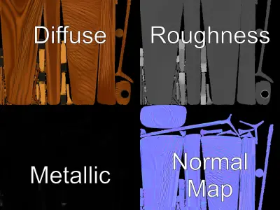 Wooden Cricket Bat D Model Pack Low-poly 3D model