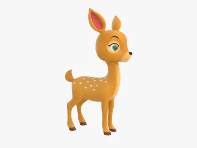 Cartoon Deer Cute Low-poly 3D model