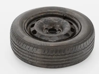 Rusty Wheel for ordinary Vehicles Low-poly 3D model