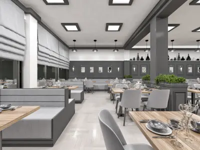  Luxury Restaurant and Bar Scene - Ready to Render 3D model