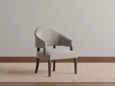 Curve Back Grey Dining Chair 3D model