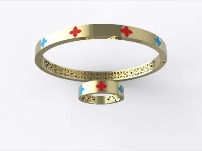  Roberto Ring and Bracelet with enamel SET-0031 3D print model