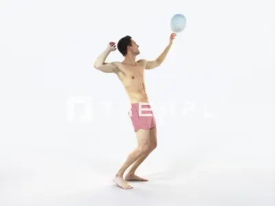 Virtue 04I Beach Serving Sports Man Low-poly 3D model