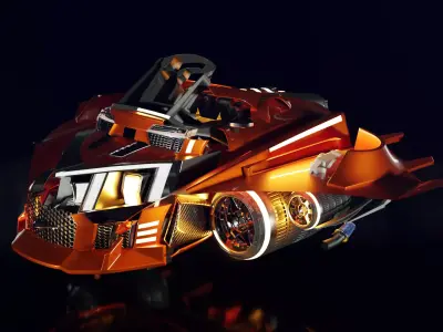 3D Lowpoly Modern Spaceship Low-poly 3D model