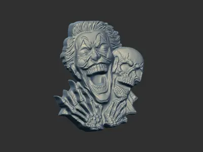 smile joker with skull cnc model 3D print model