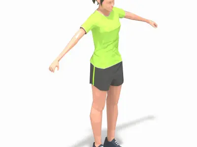 sitting leg raises Exercise Woman Animation Low-poly 3D model