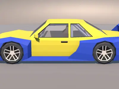 Low Poly Muscle Touring Car with Interior MOBILE READY Low-poly 3D model