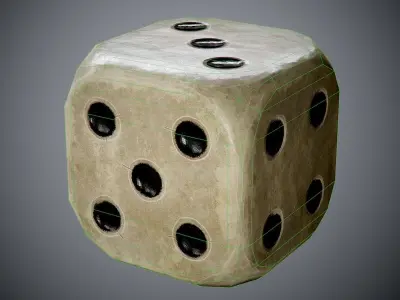 antique dice PBR Game-Ready Low-poly 3D model