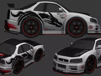 cartoon car vehicle 3d game ready model Low-poly 3D model-013 Low-poly 3D model