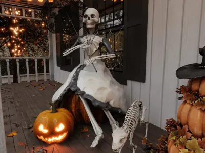 Halloween Porch Blender Scene - DAY 3D model