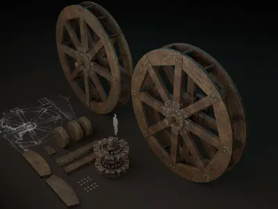 WATER MILL Low-poly 3D model