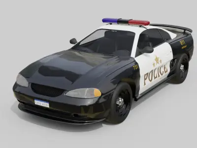 Fast Police Car Realistic and Game Ready Asset Low-poly 3D model
