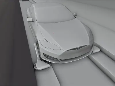 The Boring company - Retractable wheel gear  Low-poly 3D model