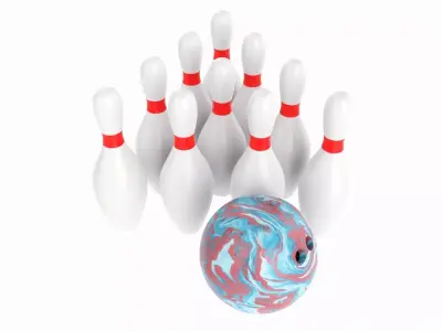 Bowling ball and pin set 3D model