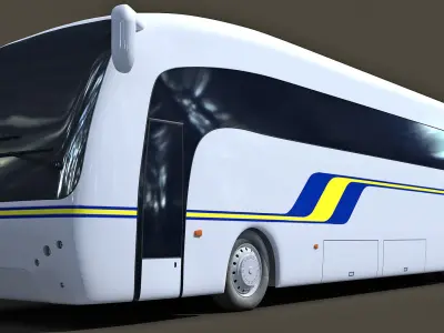 White Striped Bus 7 3D model