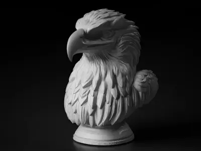 Majestic Stylized Eagle Bust  Premium 3D Printable Sculpture  3D print model