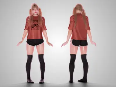 Gamer Girl - GameReady Low-poly 3D model