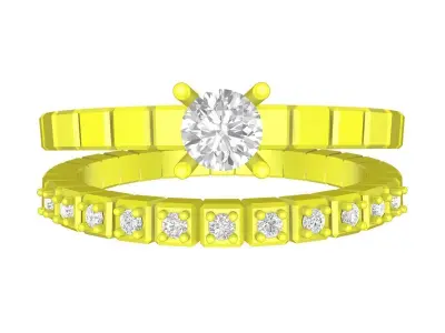 A7853 Diamond Wedding Rings 3D print model