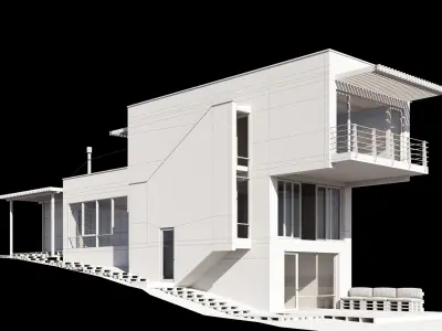 Modern house on a narrow plot 3D model